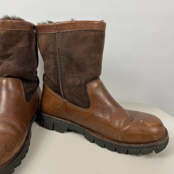 UGG Australia Beacon Sheepskin Lined Men's‎ Chestnut Brown Leather Boots - Picture 8 of 15